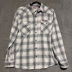 Wrangler Western Shirt Men's Blue White Plaid Long Sleeve Button Up Size Large